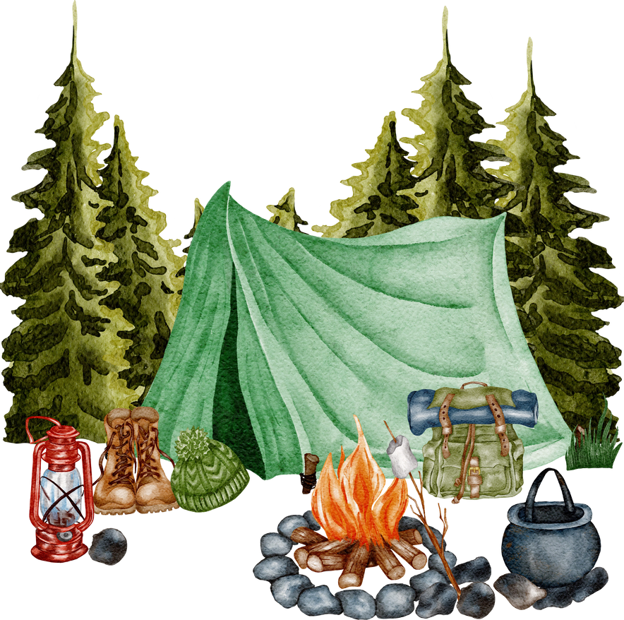 Watercolor Camping Tent